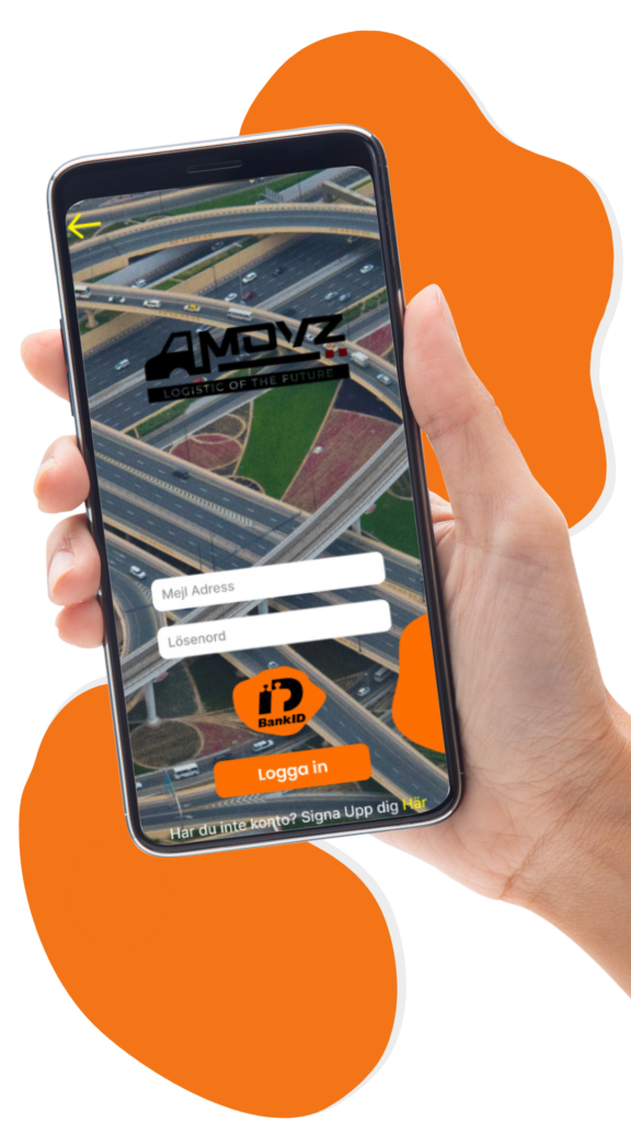 Movz applikation på en mobil i en hand